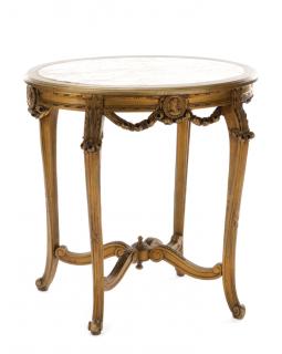 Appraisal: French Polychromed Neoclassical Marble Top Table Continental likely French mid