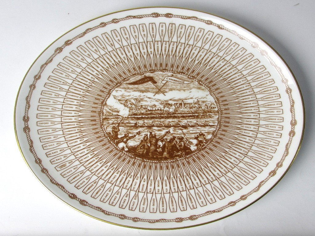 Appraisal: A Limited Edition Coalport Oxford vs Cambridge Boat Race plate