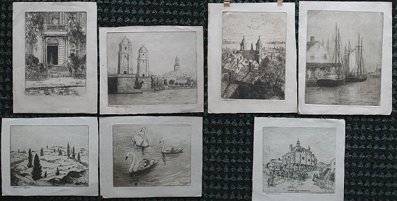 Appraisal: CLYMER Edwin American - Pc Etching lot with Gloucester and