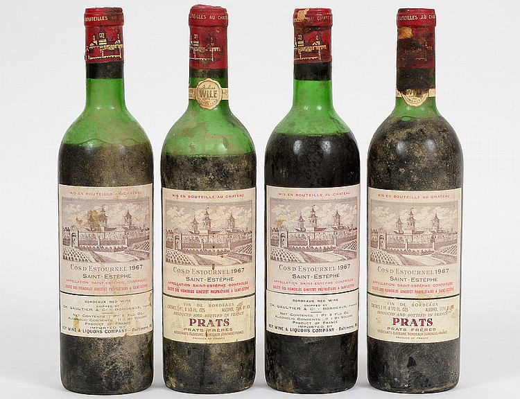 Appraisal: FOUR VINTAGE FRENCH COS D'ESTOURNEL RED WINESProvenance Estate of Jan