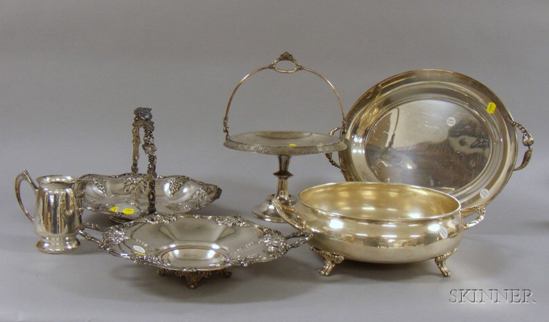 Appraisal: Six Silver Plated Table Items including Victorian footed basket Meriden