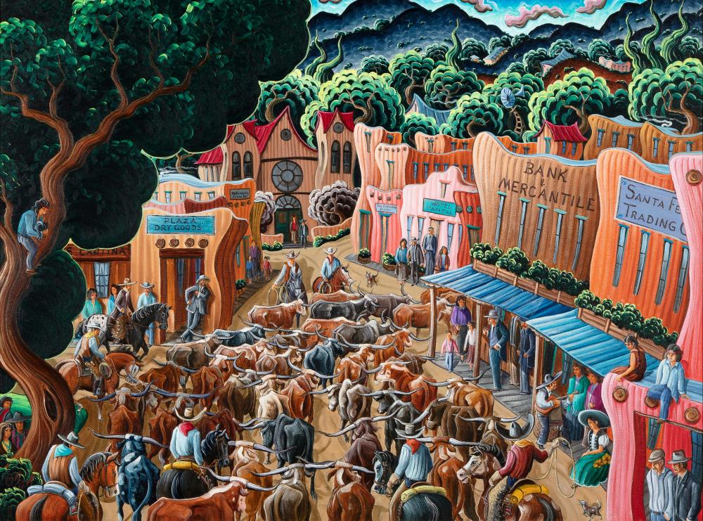 Appraisal: Kim Wiggins b Old Santa Fe Trail oil on canvas