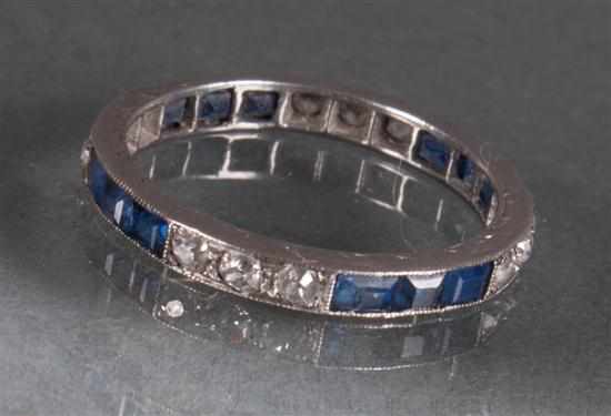 Appraisal: Platinum diamond and sapphire eternity style band size Estimate -