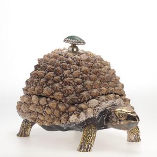 Appraisal: Anthony Redmile shell encrusted tortoise form box Anthony Redmile shell