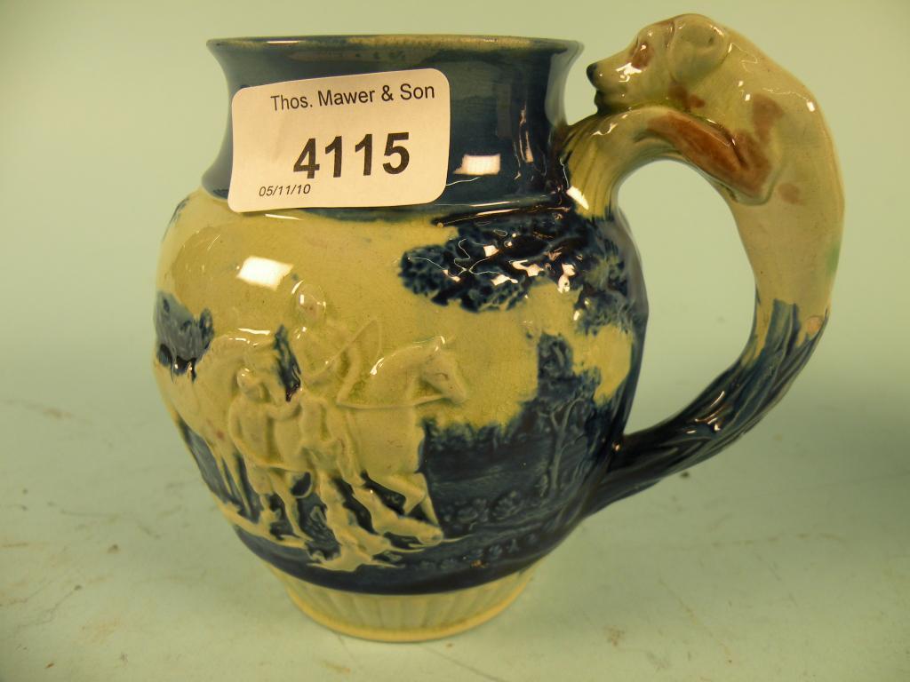 Appraisal: A thC Wedgwood pearlware jug decorated in relief and cobalt