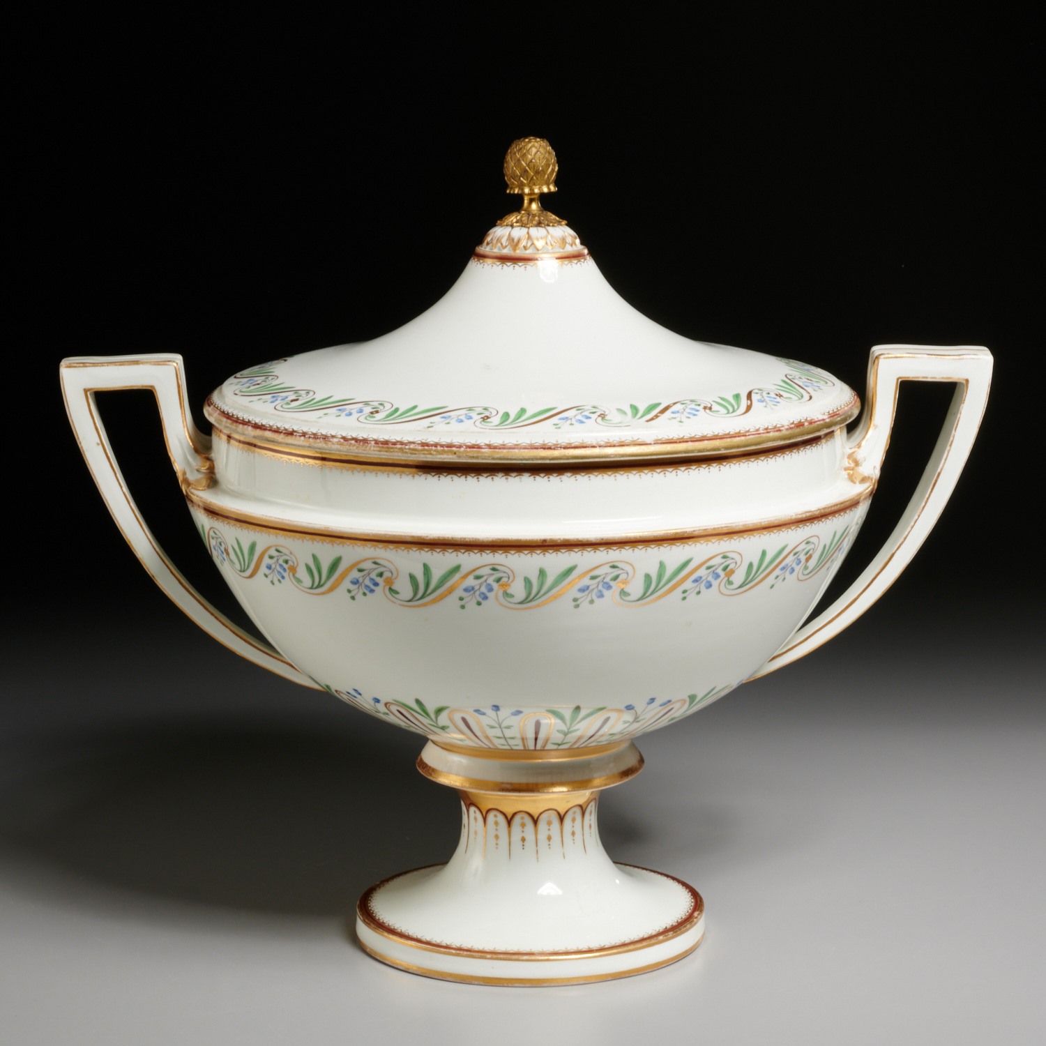 Appraisal: ROYAL VIENNA ANTIQUE GILT PORCELAIN TUREEN c Austrian with delicate