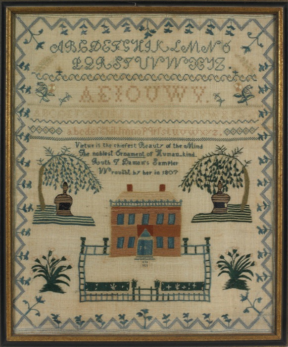 Appraisal: RUTH TILDEN DAMAN'S NEEDLEWORK SAMPLER DATED SCITUATE MASSACHUSETTS Ruth T