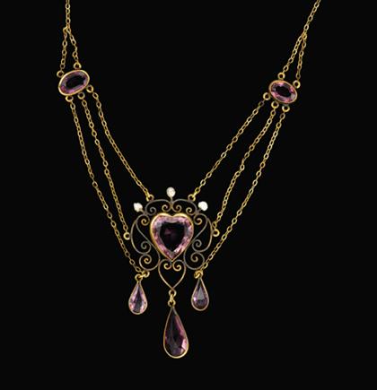 Appraisal: Gold filled and amethyst pendant necklace Foster Bailey edwardian Delicate