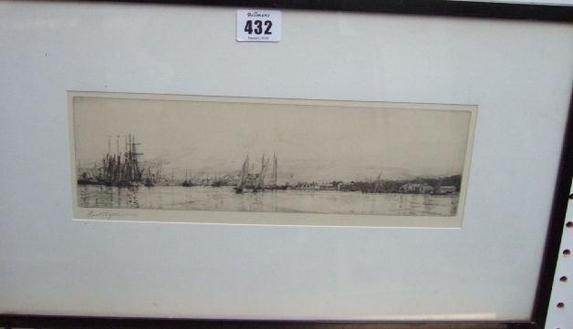 Appraisal: Harold Wyllie - Estuary scene etching signed in pencil cm