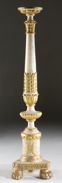 Appraisal: Wooden Pricket Candlestick circa possibly Italian gesso and polychrome with