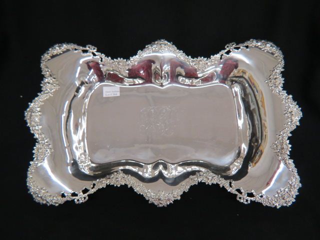 Appraisal: Whiting Victorian Sterling Silver Serving Tray elaborate bow floral border