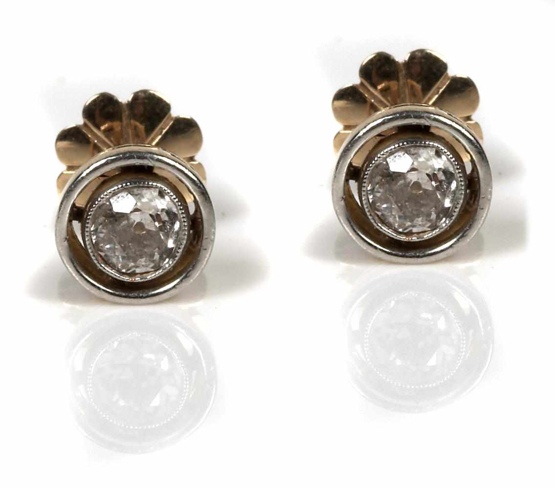 Appraisal: A pair of old-mine diamond and gold stud earrings accompanied