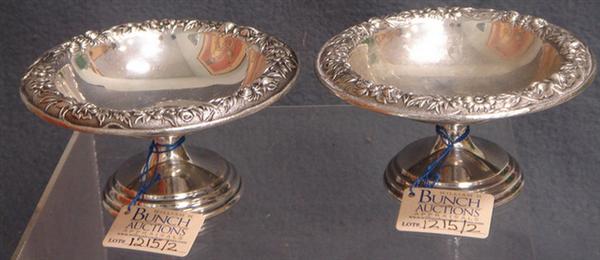 Appraisal: Pr S Kirk sterling silver compotes w floral repousse borders