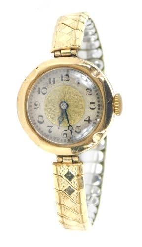 Appraisal: A ct gold and paste wristwatch with circular silvered and