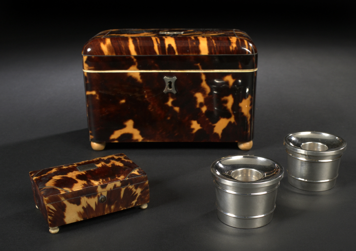 Appraisal: English Nickel Silver-Inlaid Tortoiseshell and Bone Trinket Box fourth quarter