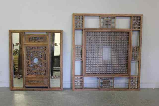 Appraisal: Antique Asian Re-Purposed WoodworkIncludes a carved architectural panel now a