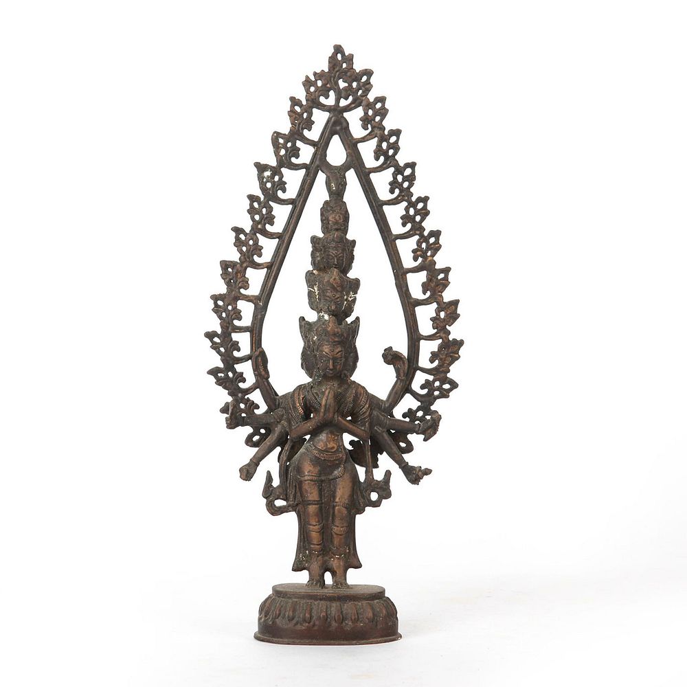 Appraisal: BRONZE SCULPTURE DURGA INDIAN GODDESS OF WAR armed deity with