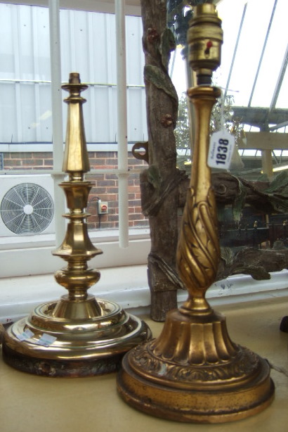 Appraisal: A Victorian gilt brass lamp base relief moulded with acanthus