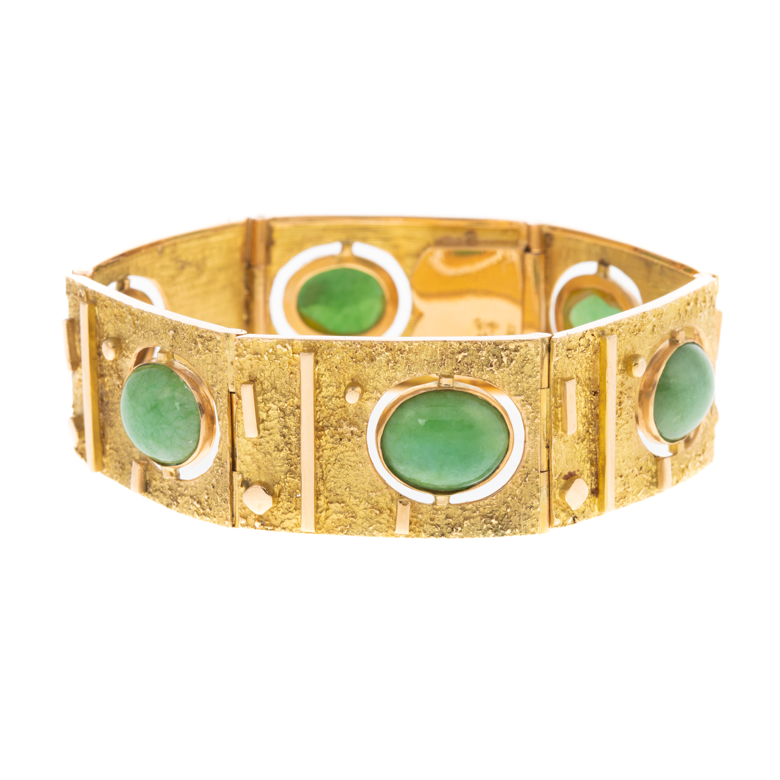 Appraisal: AN K YELLOW GOLD CONTEMPORARY JADE BRACELET K yellow gold