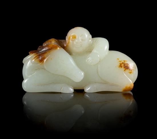 Appraisal: Sale Lot A Carved White and Russet Jade Figural Group