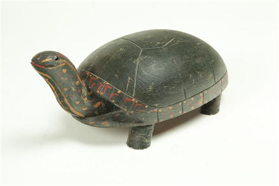 Appraisal: FOLK ART TURTLE American th century softwood Box turtle with