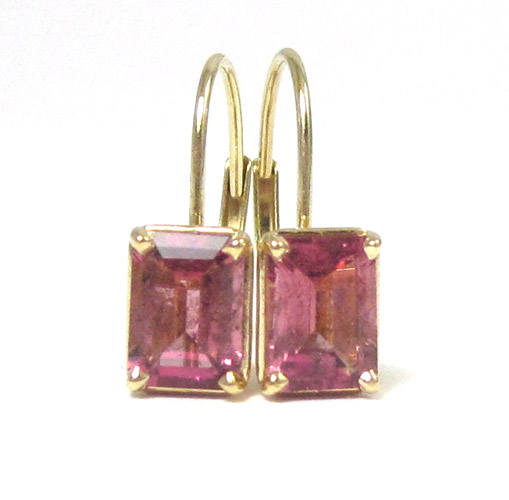 Appraisal: PAIR OF PINK TOURMALINE EARRINGS each k yellow gold earring