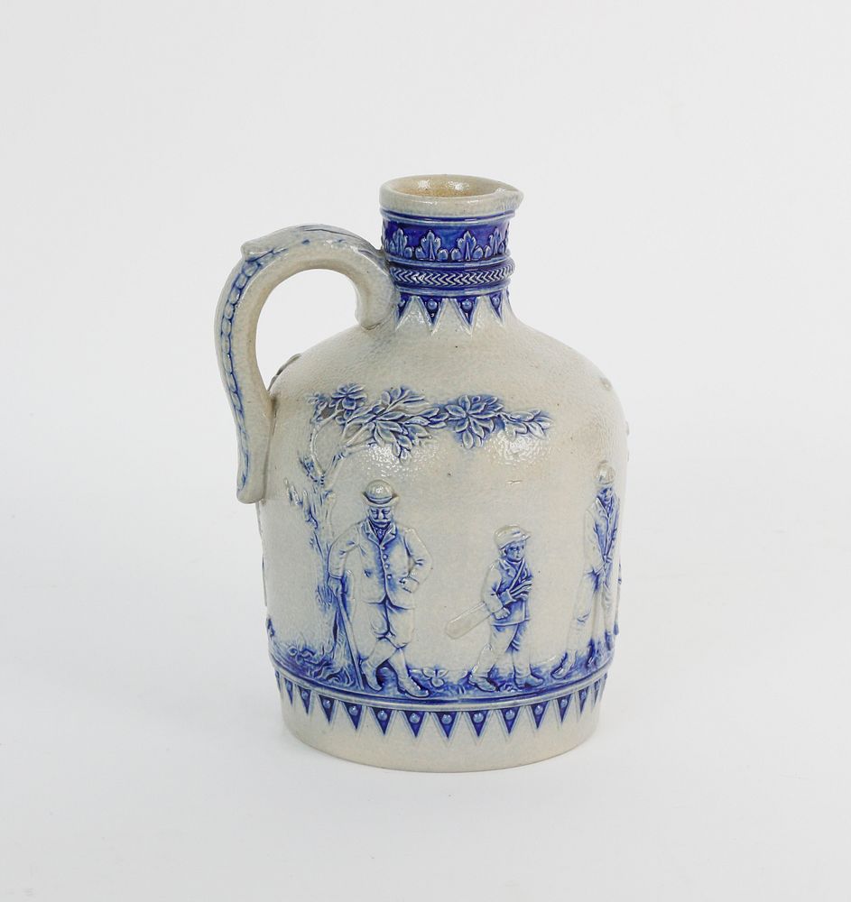 Appraisal: Antique German Cobalt Blue Decorated Stoneware Jug Antique German Cobalt