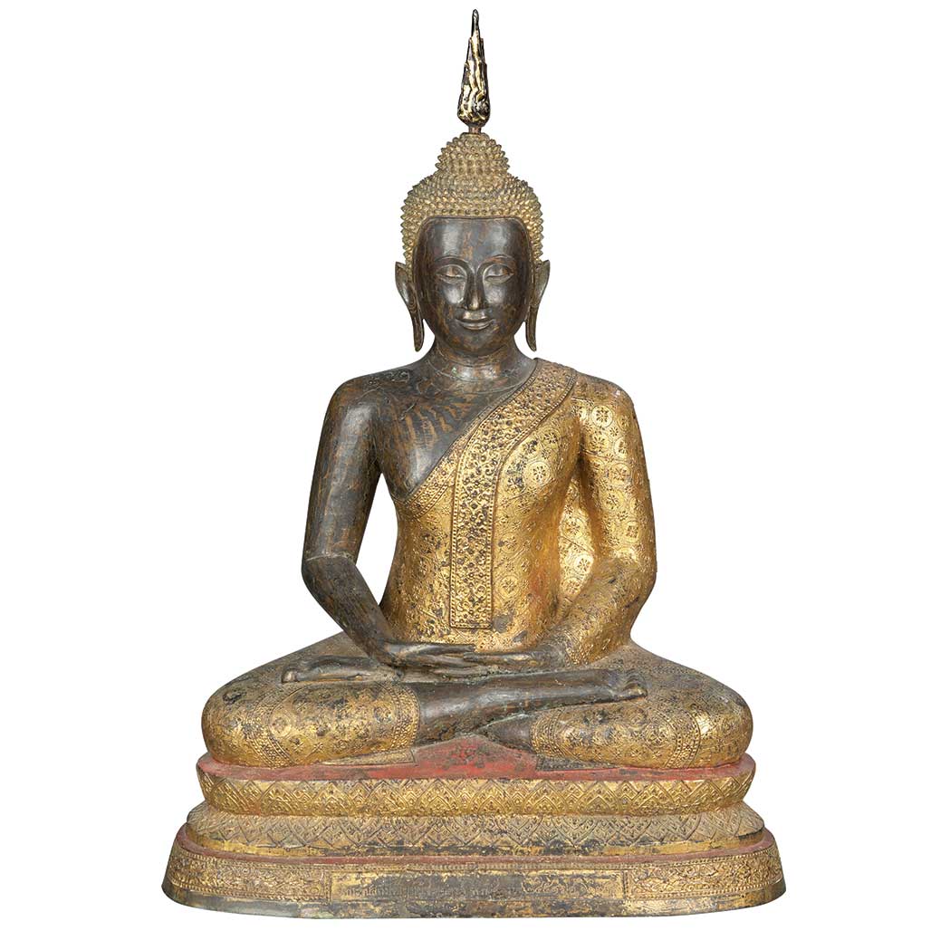 Appraisal: Thai Gilt-Bronze Seated Buddha th th Century Seated in dhyanasana