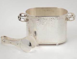 Appraisal: EMILIA CASTILLO SILVER PLATED ICE BUCKET AND TONGS Mexican Height