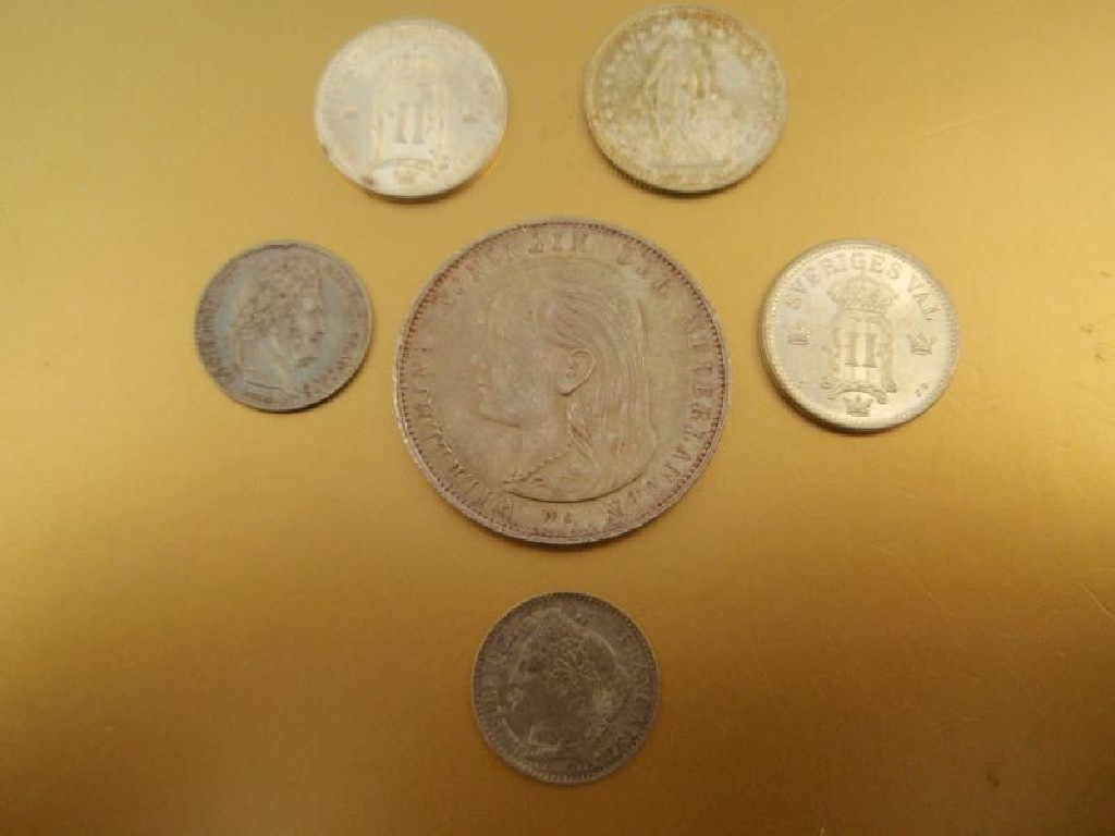 Appraisal: European Coins French Franc centimes Swiss Franc Dutch one Guilden