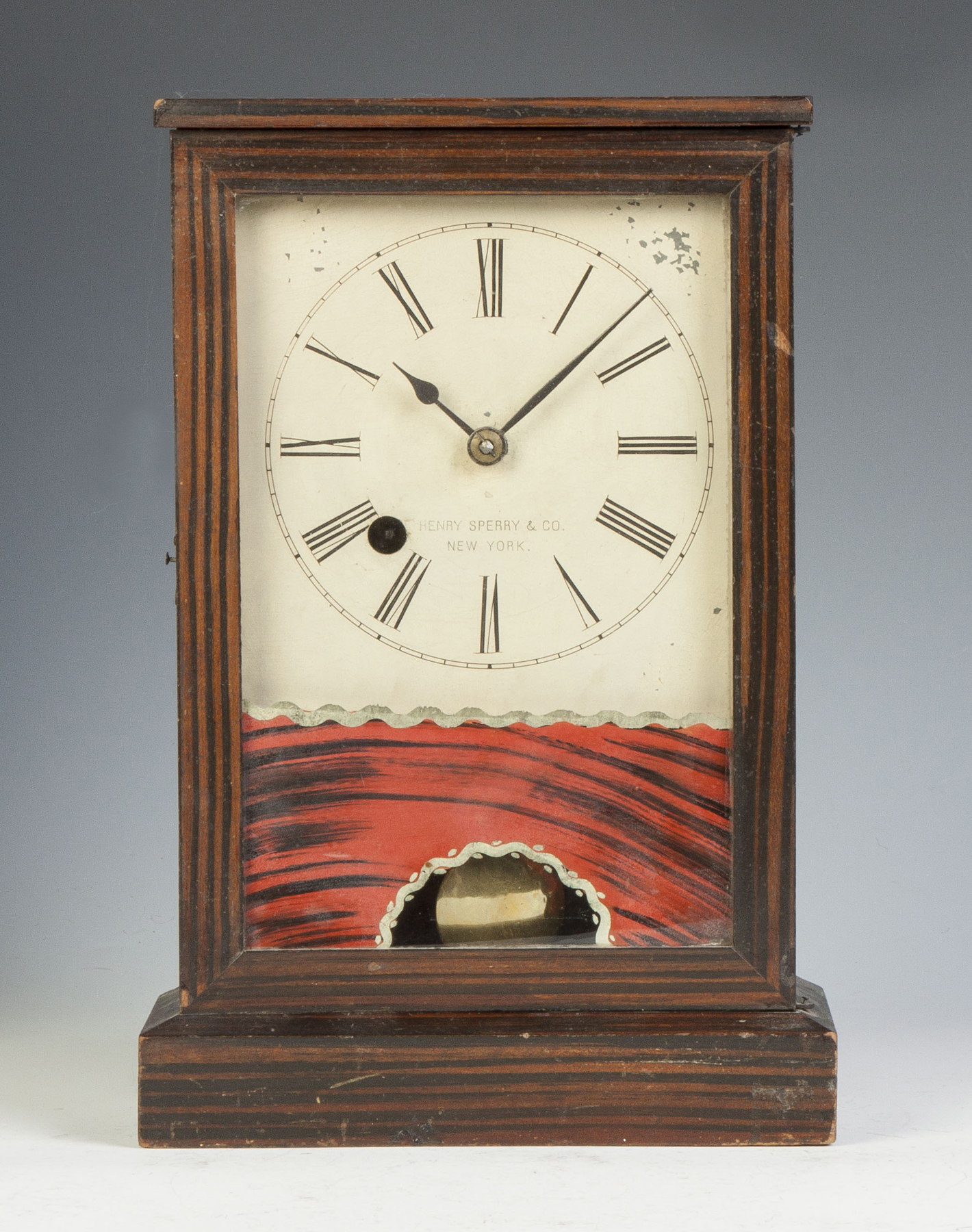 Appraisal: Henry Sperry Co NY Cottage Clock Original grain painted case