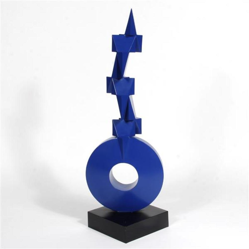 Appraisal: ENRIQUE SEBASTIAN CARBAJAL MEXICAN B CLAVE ABSTRACT GEOMETRIC SCULPTURE BLUE