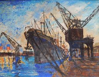 Appraisal: Rubi Roth oil Rubi Roth American - - Dock Scene-