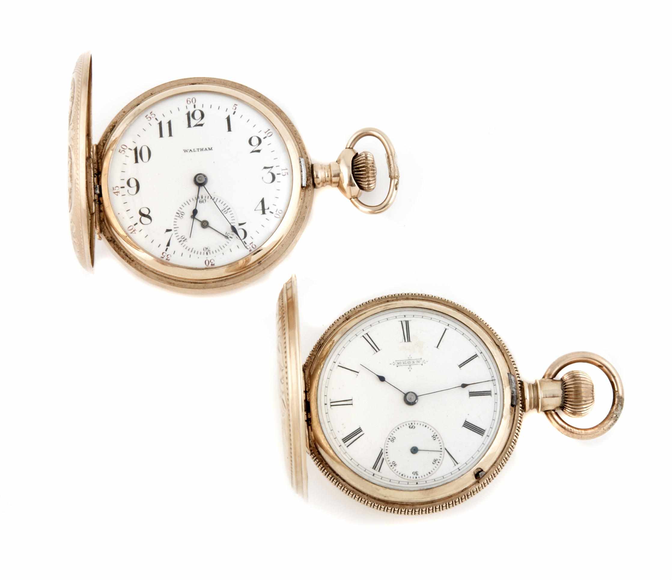 Appraisal: A collection of two k gold hunting case pocket watches