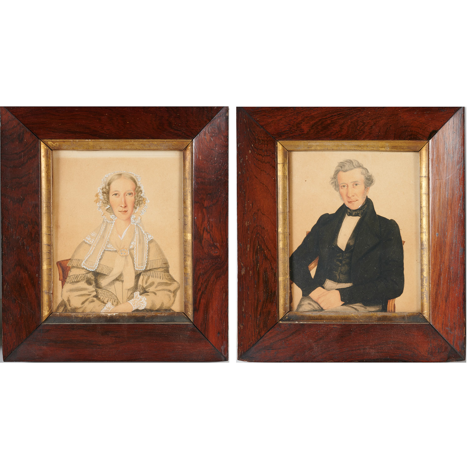 Appraisal: A H WING PAIR PORTRAIT MINIATURES Adolphus H Wing British