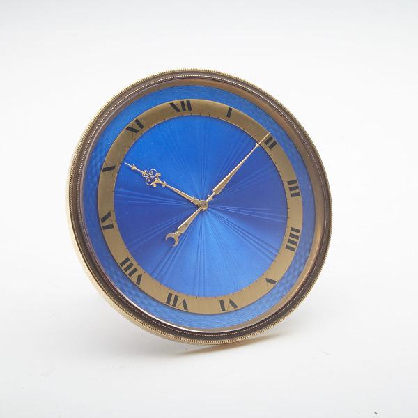 Appraisal: Swiss Gilt Metal and Guilloch Enamelled Strut Clock early th