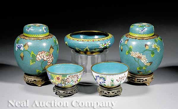 Appraisal: A Group of Chinese Cloisonn Vessels early th c comprising