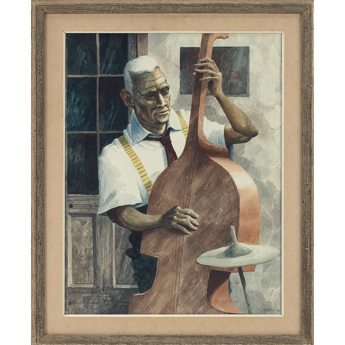 Appraisal: Rolland Harve Golden American b ''Bass Player '' watercolor ''