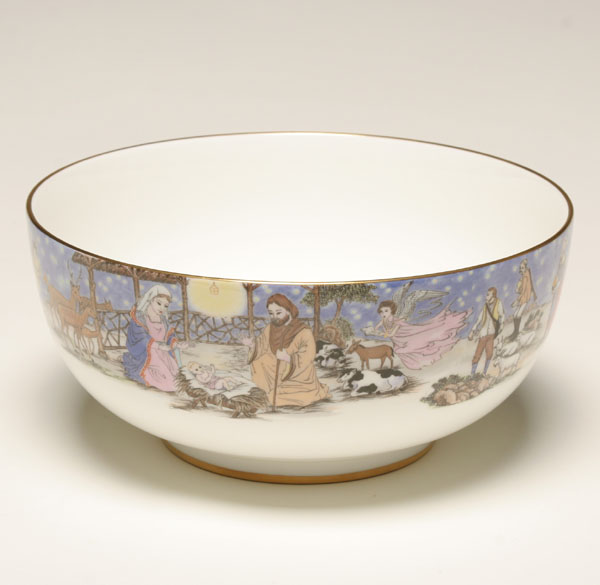 Appraisal: Boehm porcelain bowl continuous hand painted scene depicting the Nativity