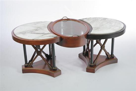 Appraisal: MARBLE TOP COFFEE TABLE Two half circular ends with marble