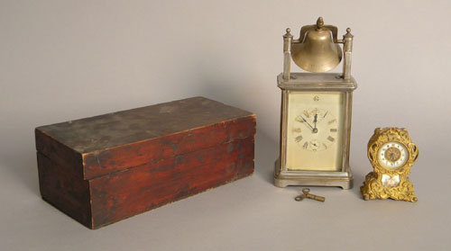 Appraisal: Nickel alarm clock late th c h together with a