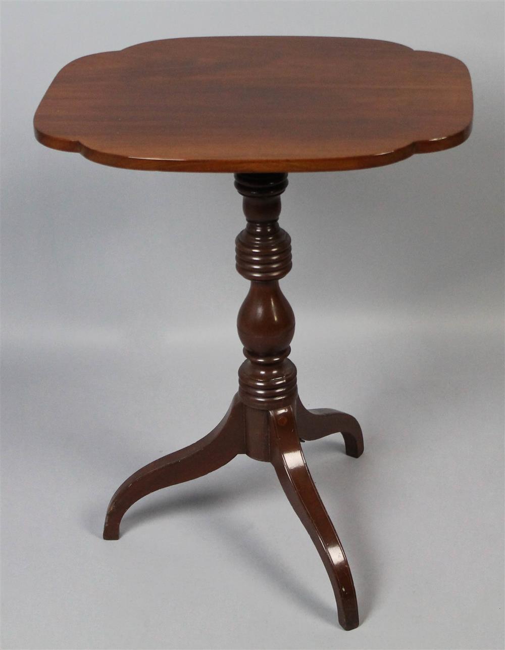 Appraisal: FEDERAL MAHOGANY CANDLESTAND having a hinged rectangular top with shaped