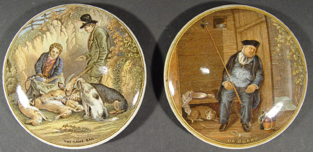 Appraisal: Two Victorian Staffordshire pot lids with colour printed decoration 'On