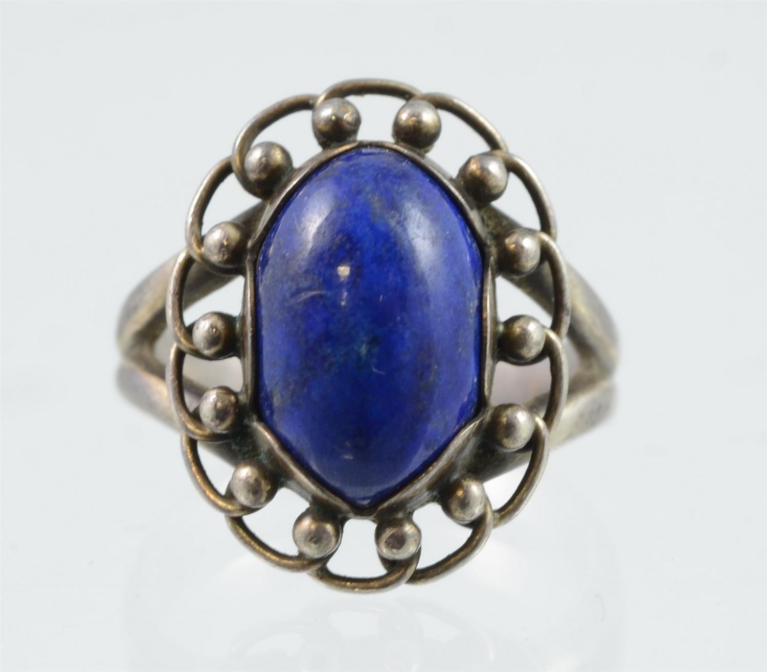 Appraisal: Georg Jensen Sterling and Lapis Ring marks for Denmark -