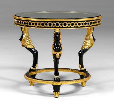 Appraisal: Empire style parcel gilt and ebonized table circular glass top