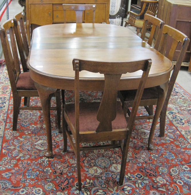 Appraisal: OAK DINING TABLE AND SIX CHAIRS American early th century