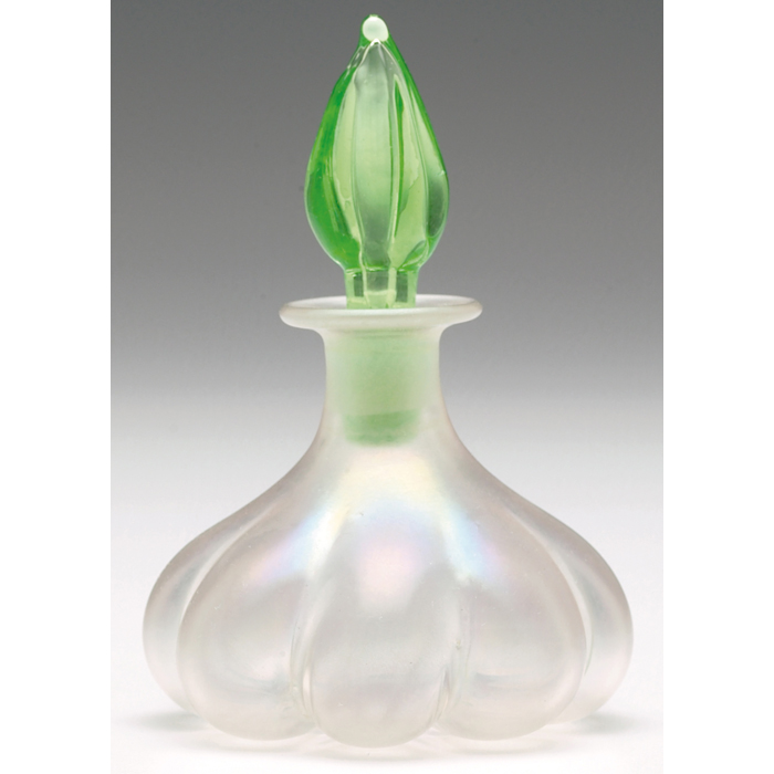 Appraisal: Steuben perfume bottle with stopper melon form in Verre de