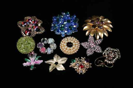 Appraisal: ELEVEN VINTAGE BROOCHES Some signed Of various forms some with