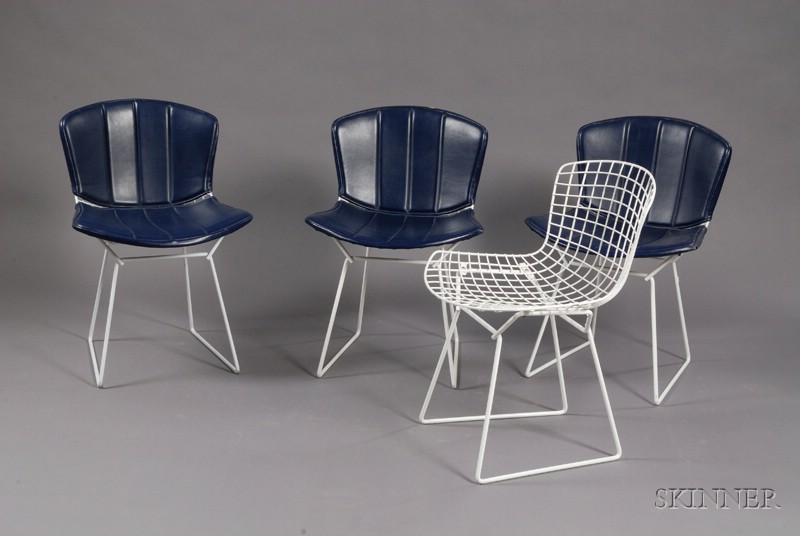 Appraisal: Four Harry Bertoia Chairs Painted metal and upholstery Knoll International