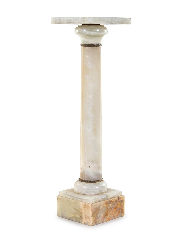 Appraisal: A Continental Bronze Mounted Onyx Pedestal A Continental Bronze Mounted